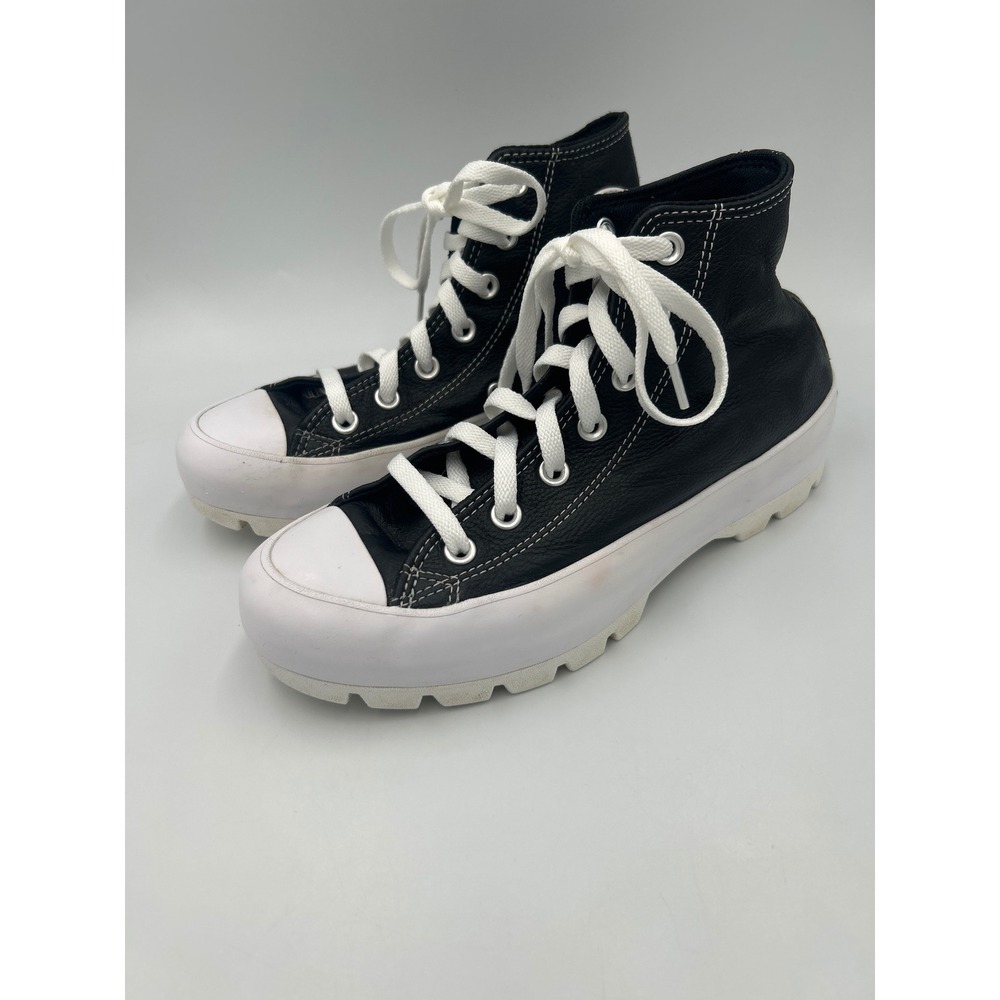 Converse Chuck Taylor All Star Lugged High Top Black Leather Sneakers 7.5